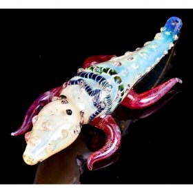 Smoking Lizard - 6" Animal Glass pipe - Silver Fumed New