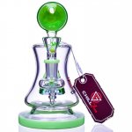 The Watermelon - 7" Double Pyramid Funnel Perc Bong - Green New