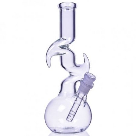 The Time Warp - CLEAR GLASS Bong BUBBLE BEAKER WITH ANGLED NECK New