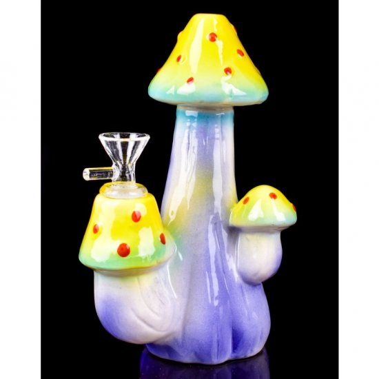 Triple Mushroom Bong - 8\" Ceramic Water Pipe New