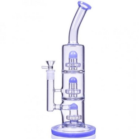 The Defender - 14" Triple Inline Showerhead Bong - American Blue New