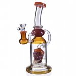 Angry Face - 12" Inline Perc Bong - Tattoo Glass New