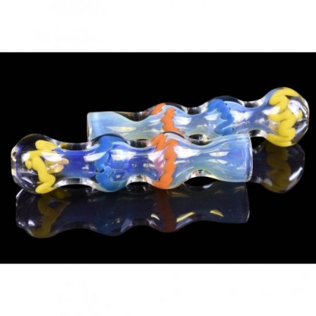 3" Bubbled Chillum Tri Color - Rasta New