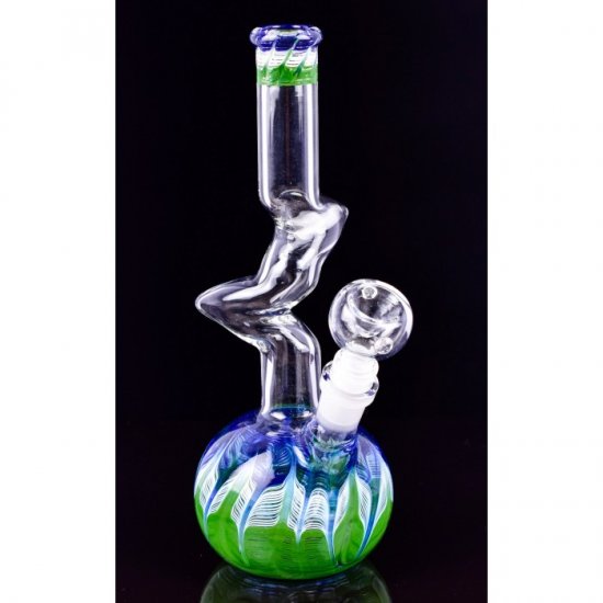 10\" Double Zong With 14mm Male Bowl - Fumed Colors New