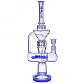 Smoking Prince - Lookah? - 17" Inline Recycler Perc Bong - Blue New