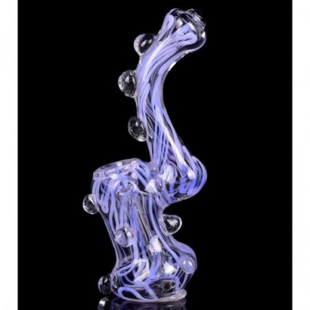 6" SWIRLED BUBBLER WITH BEADS - PURPLE New