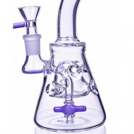 8" Titled Propeller Perc Fabegg Base Bong - Purple New