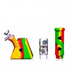 SMOKE PYRAMID - 11" STRATUS PYRAMID SILICONE BONG WITH 19MM DOWN STEM AND 14MM BOWL - RASTA New