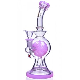 SpikeyBall Smoke - On Point Glass - 10" Tilted Spherical Matrix Perc Bong - Purple New