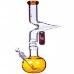 Chill Glass 15" Double Zong Bong w/ Down Stem and 14mm Dry Bowl - Amber New