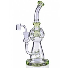Smoke Propeller Dab Rig - 12" Dual Spinning Propeller Perc To Swiss Faberge Egg Perc Dab Rig with Banger and Bowl - Lake Green New