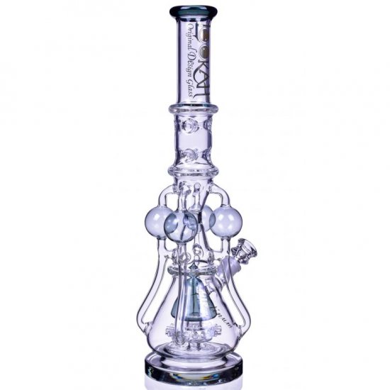 The Amazonian Trophy - LOOKAH PLATINUM SERIES - 19\" SMOKING BONG WITH 4 CIRCULAR CHAMBER RECYCLER AND SPRINKLER MUSHROOM PERC Clear Black New