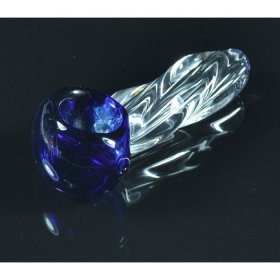 3" Blue Twisted Glass Spoon Hand Pipe New