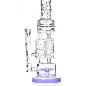 Amethyst Pipe - Lookah Premium Series Bong 20" Sprinkler Perc With Triple Barrel Connected With Single Dome New