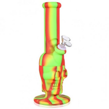 Skull Face - 12" Silicone Bong. New