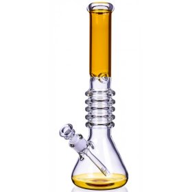 The Secret Rings - 16" Ribbed Beaker Bong - Amber New