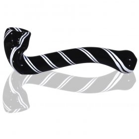 5" Striped Sherlock Glass Pipe - Black New