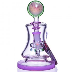 The Watermelon - 7" Double Pyramid Funnel Perc Bong - Pink New