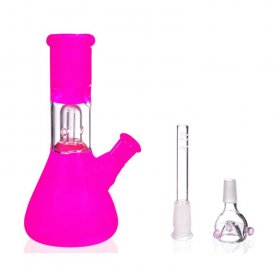 8" Percolator Girly Bong With Down Stem Diffuser And Bowl- Hot Pink New
