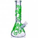 Smokey Octopus - 13" Glow In The Dark Beaker Bong - Green New