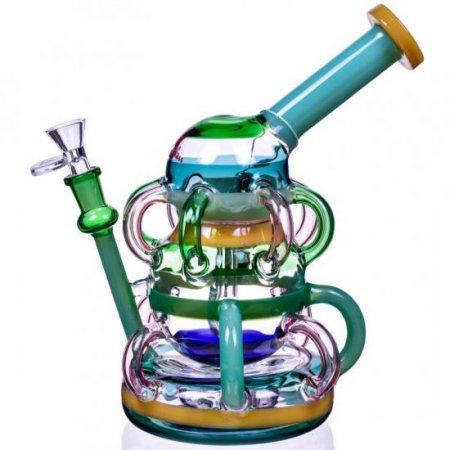 Triple Mac - ChillGlass - 10" 3 Layered Showerhead Perc Recycler Bong New