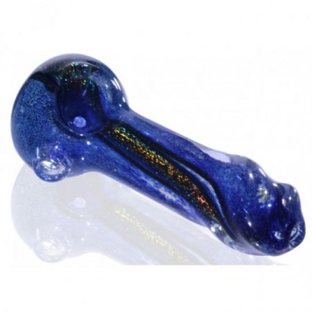 3.5" Blue Twisted Tip Glass Pipe - Dichroic Ink New