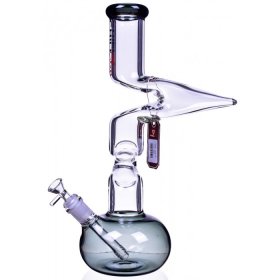 Chill Glass 15" Double Zong Bong w/ Down Stem and 14mm Dry Bowl - Ash Black New