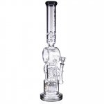 Smokenator - Lookah Platinum Design Series Bong - 20" Platinum Donut Recycler Bong With Spiral Percs - Black Ice New