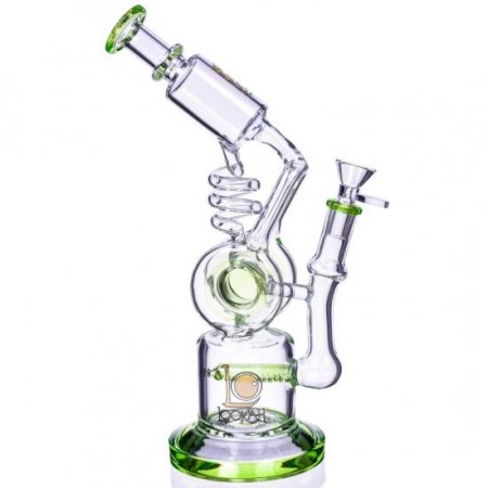 Smoker's Gun - Lookah? - 12" Coil To Inline Perc Bong - Green New