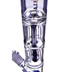 16" Extra Heavy Double Tree Perc Bong Water Pipe w/ Matching Bowl - Black New