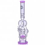 The Quidditch - 21" Triple Donut Multi Perc Bong - Pink New