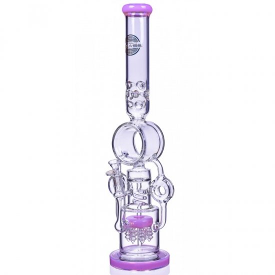 The Quidditch - 21\" Triple Donut Multi Perc Bong - Pink New