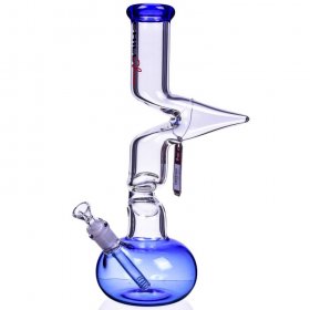 Chill Glass 15" Double Zong Bong w/ Down Stem and 14mm Dry Bowl - Blue New