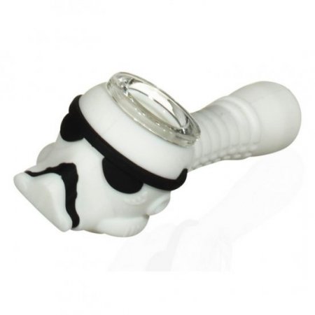 4" Silicone Hand Pipe With Removable Glass Bowl And Built In Screen - Storm Trooper New