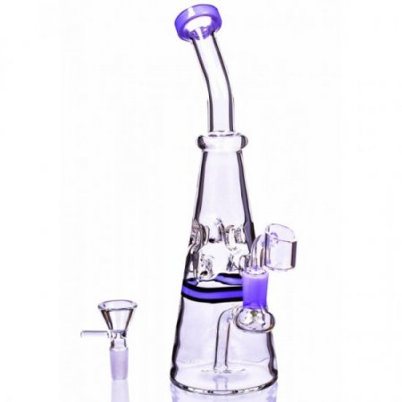 The Waffle Cone - 11" Tilted Neck Bong w/ Bowl & Banger - Pink New