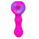 Stratus - 4" Silicone Hand Pipe With Honey Comb Design - Pinkish Purple New