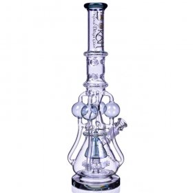 The Amazonian Trophy - LOOKAH PLATINUM SERIES - 19" SMOKING BONG WITH 4 CIRCULAR CHAMBER RECYCLER AND SPRINKLER MUSHROOM PERC Clear Black New