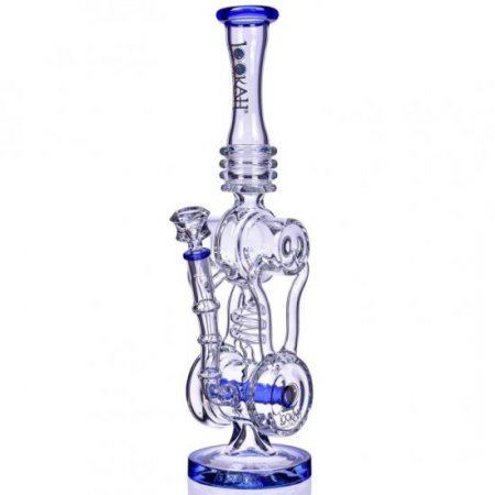 Twin Turbo - Lookah? - 16" Double Barrel Recycler Bong - Clear Blue New