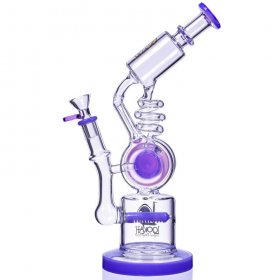 Smoker's Gun - Lookah? - 12" Coil To Inline Perc Bong - Purple New