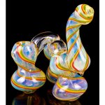 Smoke Triplets - 6" Triple Chamber Golden Fumed Side By Side Bubbler - Rasta New