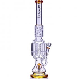 Strange Smoke - Lookah? - 20" Sprinkler Perc And Quad Honeycomb Bong - Amber New