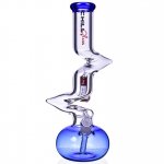 Chill Glass 15" Double Zong Bong w/ Down Stem and 14mm Dry Bowl - Blue New