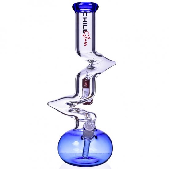 Chill Glass 15\" Double Zong Bong w/ Down Stem and 14mm Dry Bowl - Blue New