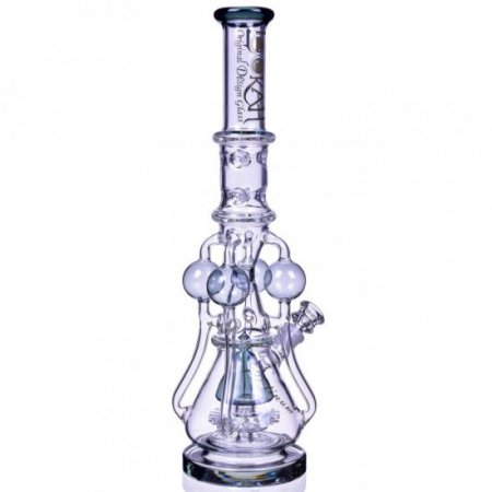 The Amazonian Trophy - LOOKAH PLATINUM SERIES - 19" SMOKING BONG WITH 4 CIRCULAR CHAMBER RECYCLER AND SPRINKLER MUSHROOM PERC Clear Black New