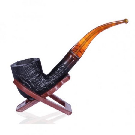 5.5" Italian Dark Fancy wooden pipe With Case New