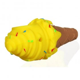 5" Silicone Ice Cream Cone With Removable glass bowl - Yellow Rainbow New