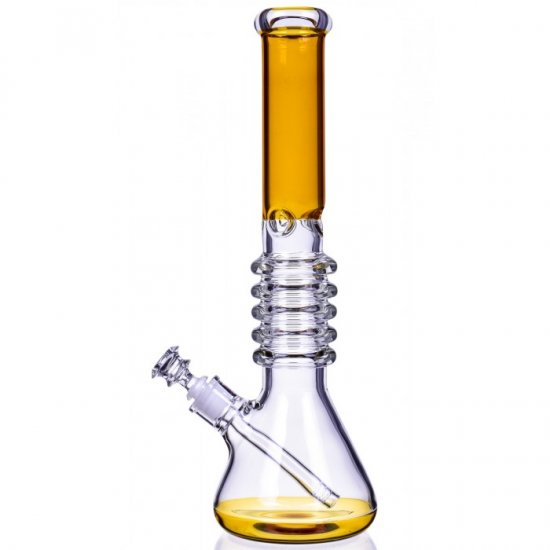 The Secret Rings - 16\" Ribbed Beaker Bong - Amber New