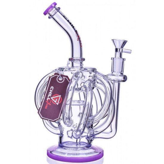 The Blizzard - ChillGlass - 10\" In N Out Arm Recycler Bong - Purple New