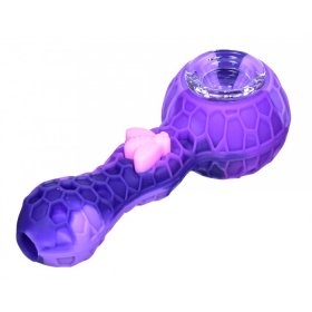 Stratus - 4" Silicone Hand Pipe With Honey Comb Design - Purple New