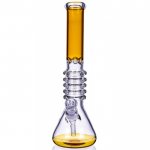 The Secret Rings - 16" Ribbed Beaker Bong - Amber New